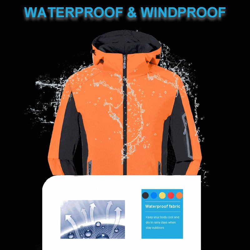 Men Women Winter Waterproof Coat Hooded Thick Windproof Breathable Warm Hiking Cycling Outdoor Raincoat - Image 5