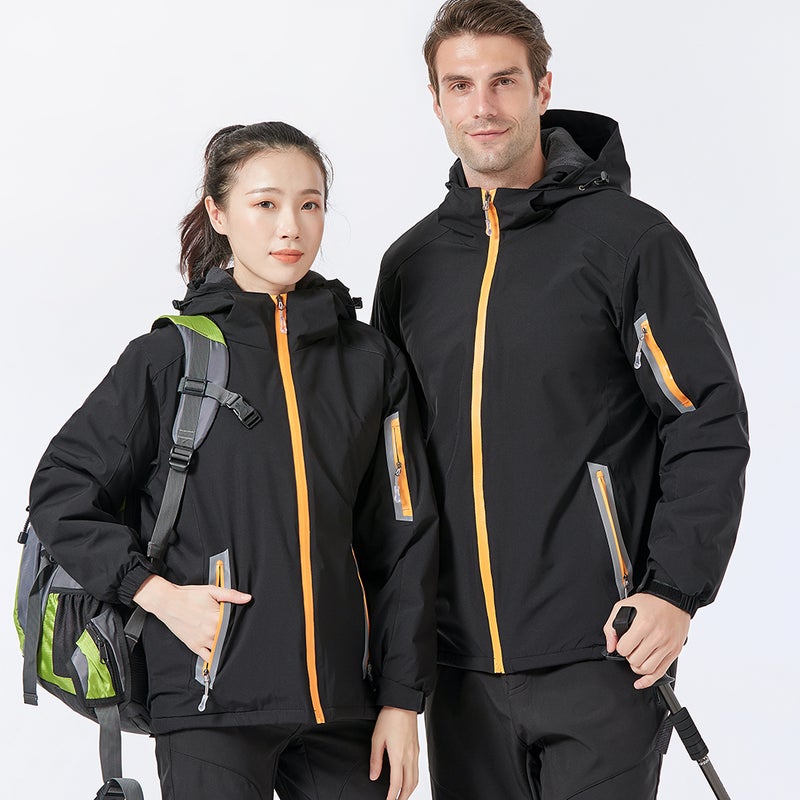 Men Women Winter Waterproof Coat Hooded Thick Windproof Breathable Warm Hiking Cycling Outdoor Raincoat - Image 1