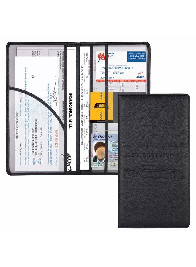 Cacturism Car Registration and Insurance Holder, Vehicle Glove Box Car Organizer Men Women Wallet Accessories Case with Magnetic Shut for Cards, Essential Document, Driver License, Black - Image 1