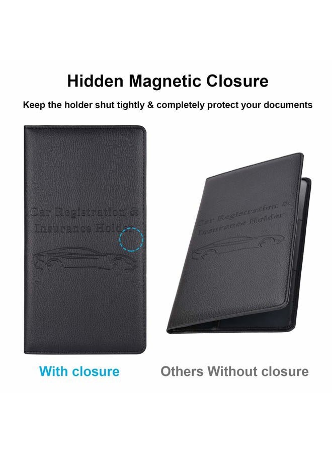 Cacturism Car Registration and Insurance Holder, Vehicle Glove Box Car Organizer Men Women Wallet Accessories Case with Magnetic Shut for Cards, Essential Document, Driver License, Black - Image 3