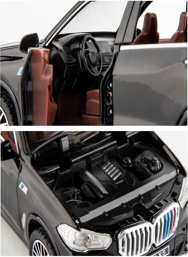 die cast 1:32 Compatible for BMW X5 SUV Model Car Toy, Zinc Alloy Pull Back Toy car with Sound and Light for Kids & Adults Gift (Black)  - Image 4