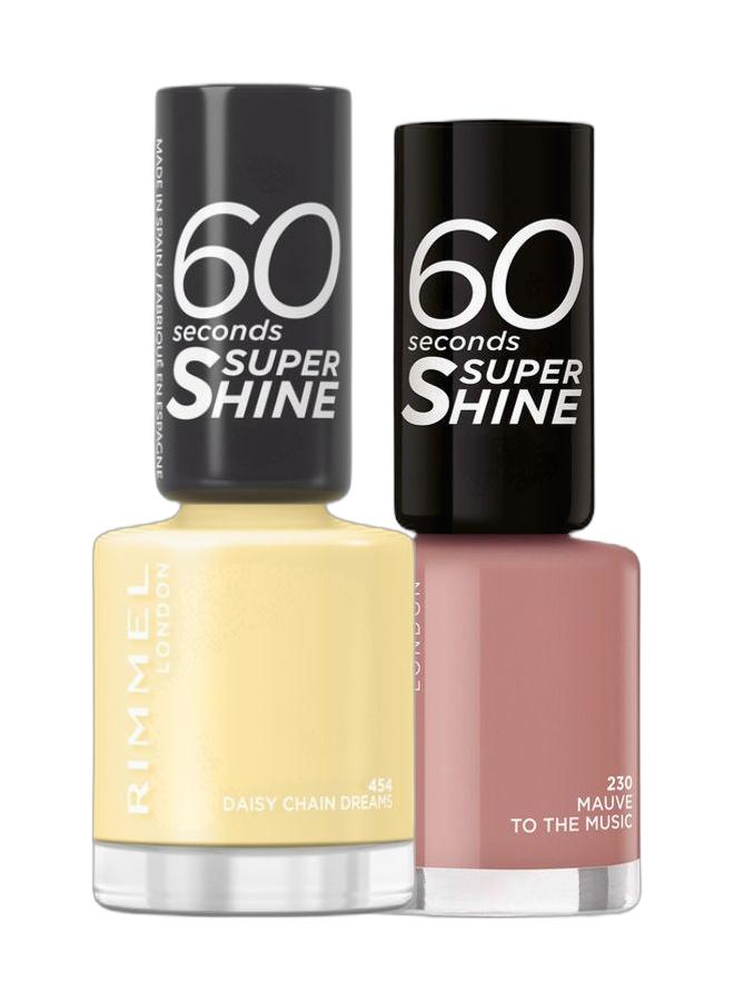 RIMMEL LONDON 60 Seconds Nail Polish - 454 - Daisy Chain Dreams, 8ml & 60 Seconds Super Shine Nail Polish 230 Mauve To The MusicBundle - Image 1