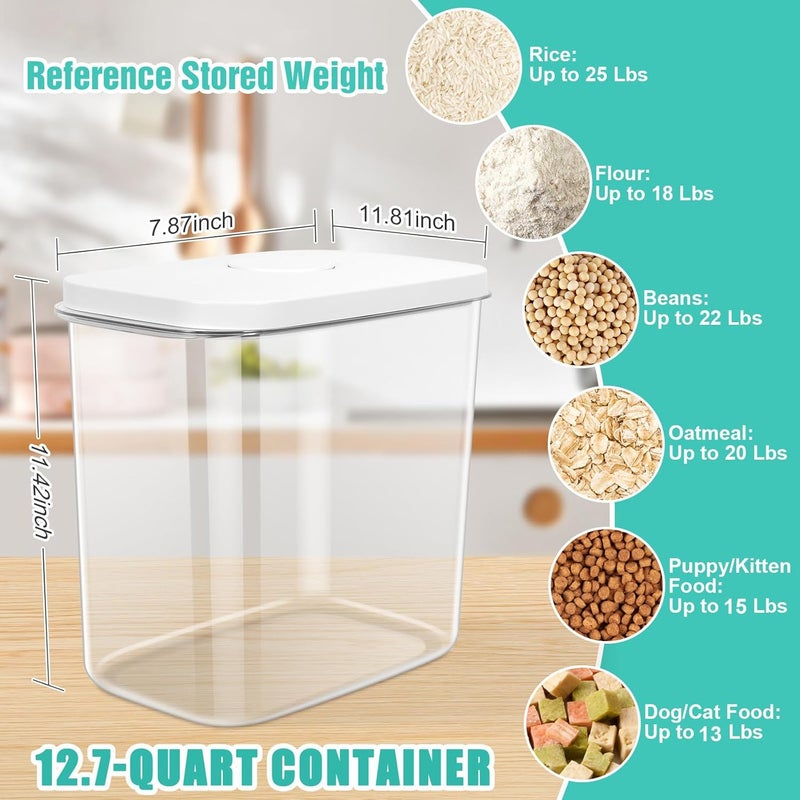 TBMax Large Rice Container 25 Lbs with Easy-Carrying Handles -12.7 Qt Flour Storage Container with Pop Up Lid & Hanging Hooks for Cleaner Use, Airtight Food Storage Bin for Kitchen Organization - Image 4