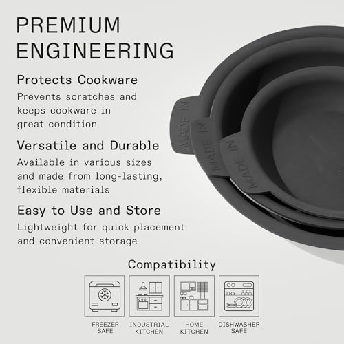 Madein Made In Cookware - 3 Piece Set (Includes 8",10",12") Frying Pan Protectors - Graphite - Molded Silicone - Dishwasher Safe - Image 3
