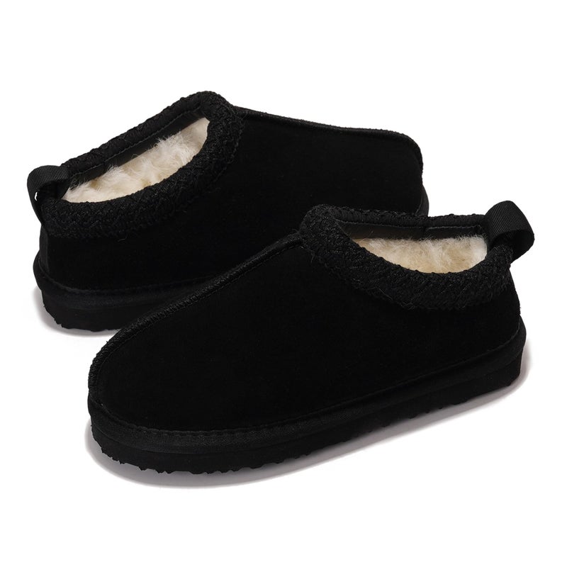 Project Cloud 100% Genuine Leather & Australian Shearling Slippers for Kids - Memory Foam Fuzzy & Non-Slip Fluffy Slippers Girls Footwear & Boys Footwear, Kids Unisex Shoe (DreamWarm, BLK, 12) - Image 3