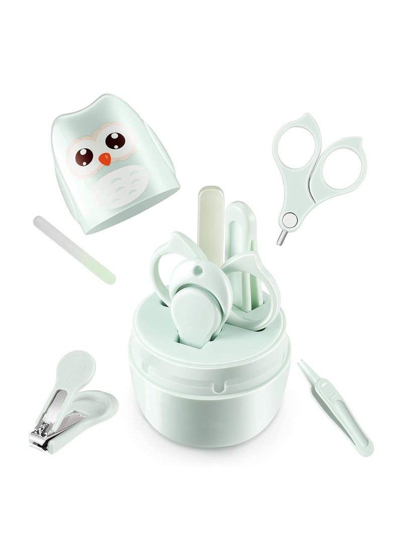 Excefore Baby Nail Clippers, 4-in-1 Safe Baby Nail Kit with Cute Case, Nail Clipper, Scissors, Tweezers, Baby Nail File Set for Newborn, Infant, Toddler and Kids-Owl Green - Image 1
