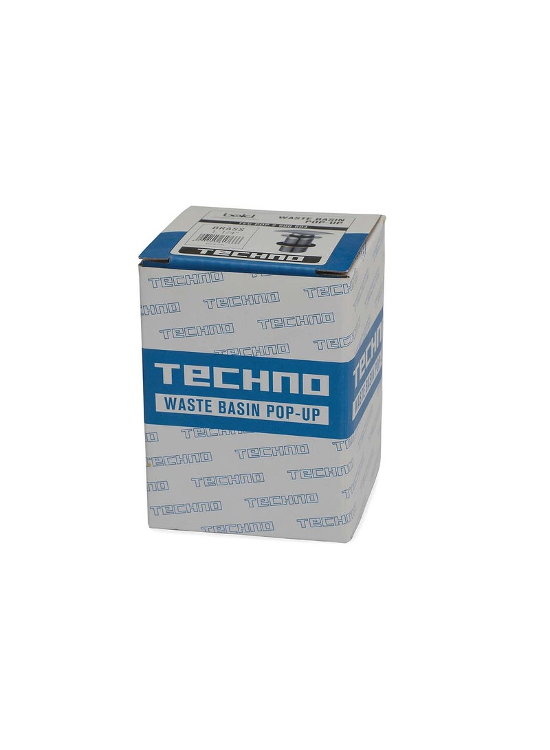 Bold Pop-Up Basin Waste – Unslotted Design with Square Cover – Premium Brass Construction with Chrome Plating for Durability and Easy Maintenance – Silver - Image 4