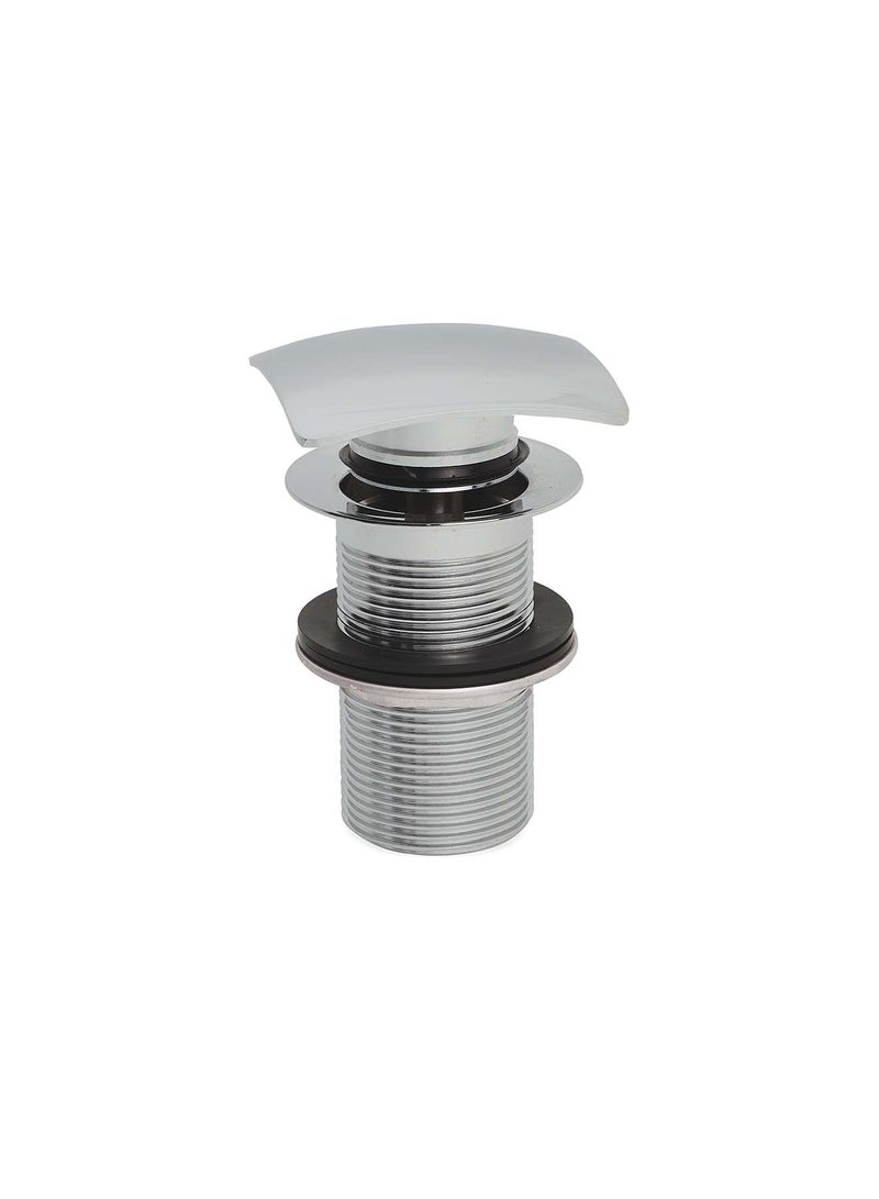 Bold Pop-Up Basin Waste – Unslotted Design with Square Cover – Premium Brass Construction with Chrome Plating for Durability and Easy Maintenance – Silver - Image 1