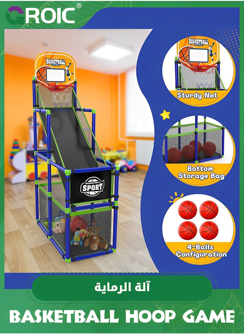 GROIC Arcade Basketball Game Set with 2 Balls and Hoop for Kids,Basketball Hoop Game Set,Indoor Outdoor Basketball Goal Toy,Adjustable Height Basketball Stand  - Image 5