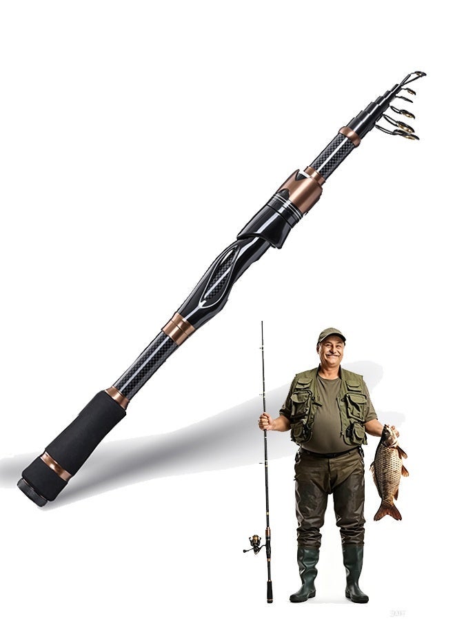 Arabest 24-Ton Carbon Matrix Telescopic Fishing Rod Pole, 12 +1 Shielded Bearings Stainless Steel BB Spinning Reel, Travel Freshwater Fishing Gear - Image 1