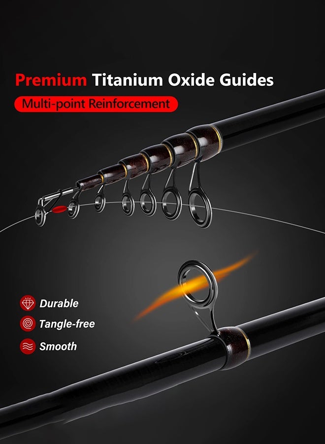 Arabest 24-Ton Carbon Matrix Telescopic Fishing Rod Pole, 12 +1 Shielded Bearings Stainless Steel BB Spinning Reel, Travel Freshwater Fishing Gear - Image 3