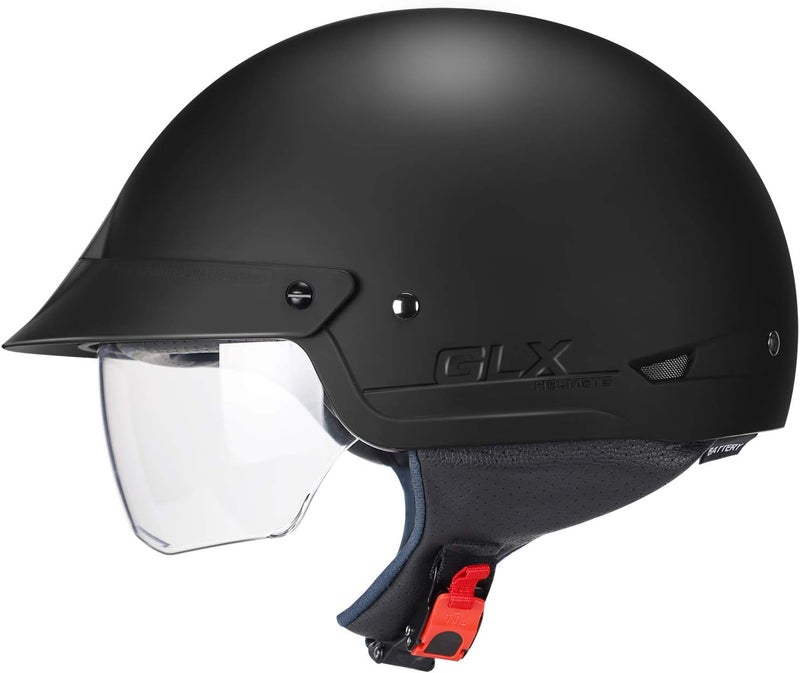 GLX M14 Cruiser Scooter Motorcycle Half Helmet with Free Tinted Retractable Visor DOT Approved (Matte Black, Small) - Image 3
