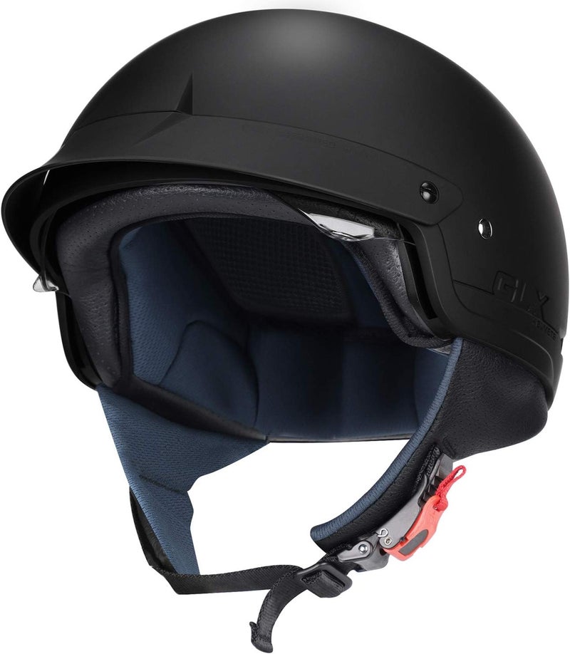 GLX M14 Cruiser Scooter Motorcycle Half Helmet with Free Tinted Retractable Visor DOT Approved (Matte Black, Small) - Image 2