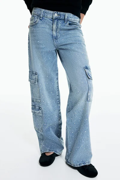 H&M Loose Fit Wide Leg Cargo Jeans
