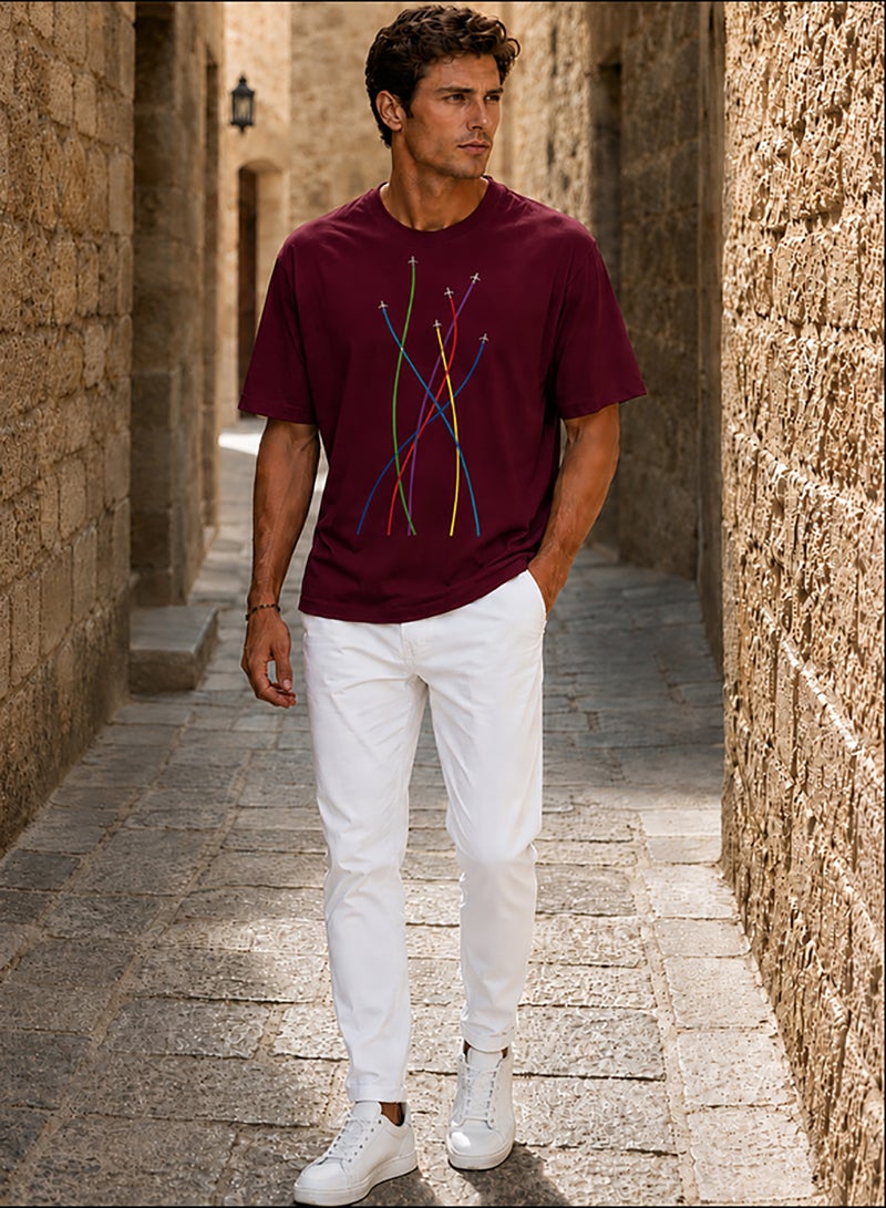 Hero Basic Oversized Airplane Print T-Shirt
