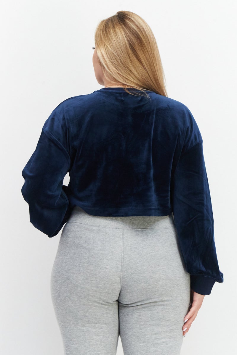 Juicy Couture Women Round Neck Embellish Sweatshirt, Blue - Image 4