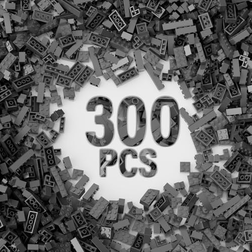 YUJHITP 300 Piece Dark Gray Bricks Bulk Assortment Pack Dark Grey Brick Accessories for Building with 12 Size Compatible with Lego Parts and PiecesColor Dark Gray - Image 1