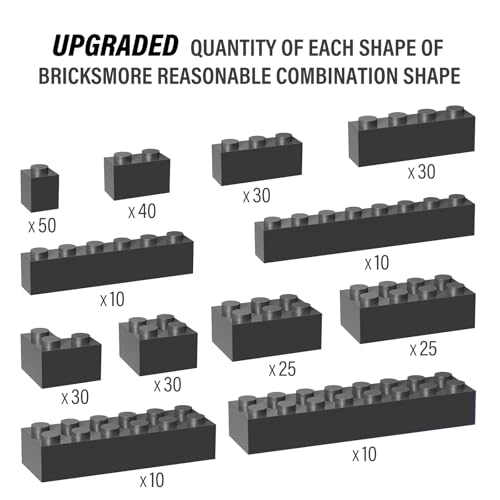 YUJHITP 300 Piece Dark Gray Bricks Bulk Assortment Pack Dark Grey Brick Accessories for Building with 12 Size Compatible with Lego Parts and PiecesColor Dark Gray - Image 5