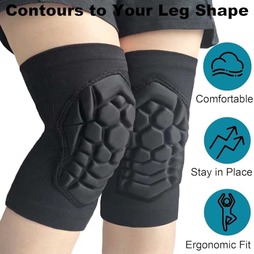 JYBTAA Men Women Knee Pads for Wrestling Volleyball Soccer, Flexible Lightweight Kneepads with Comfortable Foam Padding for Pole Dance Yoga Mountain Bike Skateboard, Youth Knee Pad for Sports & Work, Black M - Image 3