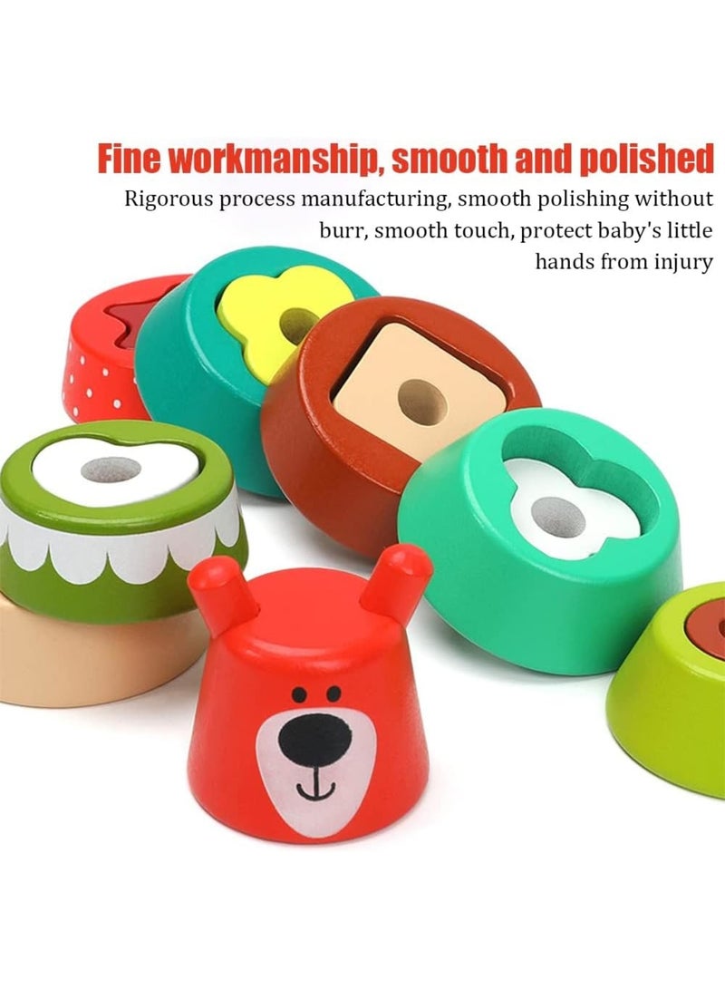 SOLARAE ألعاب ترتيب الأشكال الخشبية، ألعاب التكديس، ألعاب التعلم للأطفال الصغار، أفضل هدية تعليمية ولعبة ذهنية للأطفال الصغار - Image 2