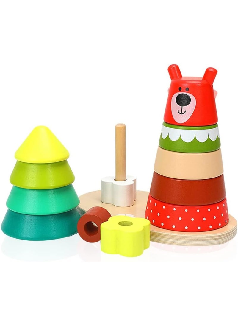 SOLARAE ألعاب ترتيب الأشكال الخشبية، ألعاب التكديس، ألعاب التعلم للأطفال الصغار، أفضل هدية تعليمية ولعبة ذهنية للأطفال الصغار - Image 1