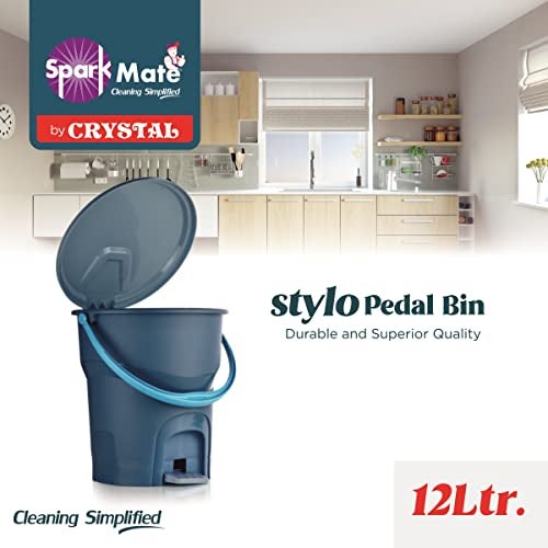 Sparkmate by Crystal Stylo Pedal Bin 12 Litre, Plastic, Assorted - Image 2