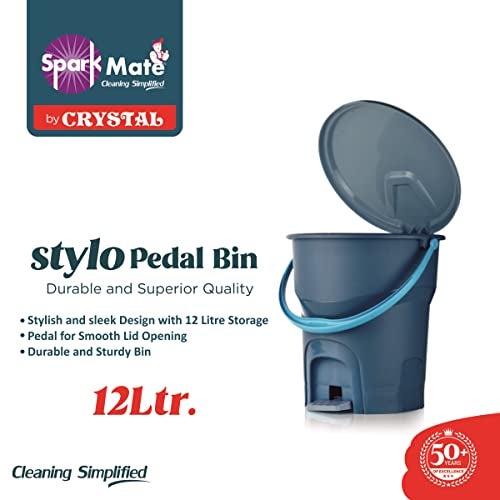 Sparkmate by Crystal Stylo Pedal Bin 12 Litre, Plastic, Assorted - Image 4