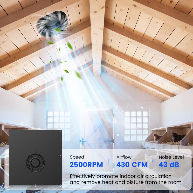 Chtoocy 25W Solar Fan for Chicken Coop, 430CFM Solar Exhaust Fan with IP67 Waterproof Solar Panel-No Wiring Required, Easy Install Greenhouse Fan for Shed, Attic,Barn, Dog House - Image 3