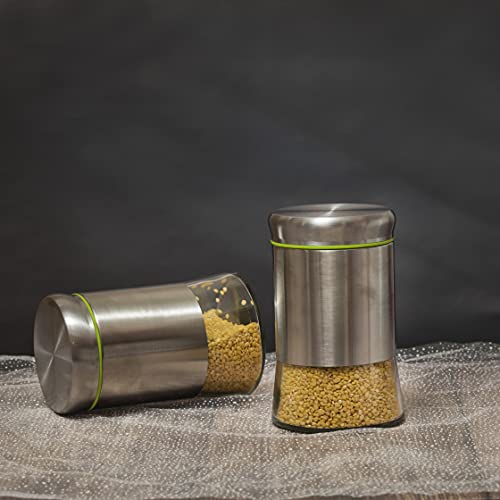 WRINGO Steel Cover Window Clear Glass Jars, Pantry Organizers Containers for Kitchen Storage Food Spices Canister with Airtight Lid Container Organizer, Tea Coffee & Sugar (H4082-550ML, Set of 6) - Image 5