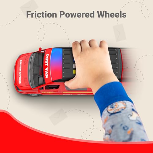 Mirana Delivery Van - Big Courier Toy Truck for Kids with Multiple Emergency Sirens & Famous Kids Tunes - Friction Powered Wheels - Door-Openable with Detailed Cab Area - for Boys & Girls 1+ Years - Image 4