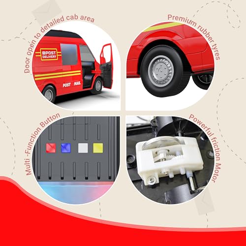 Mirana Delivery Van - Big Courier Toy Truck for Kids with Multiple Emergency Sirens & Famous Kids Tunes - Friction Powered Wheels - Door-Openable with Detailed Cab Area - for Boys & Girls 1+ Years - Image 3
