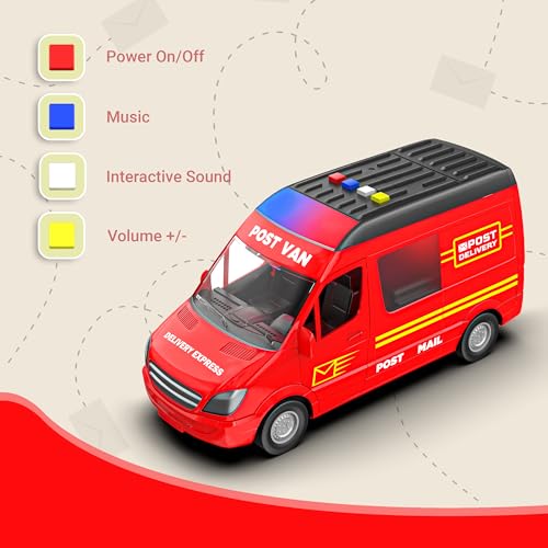 Mirana Delivery Van - Big Courier Toy Truck for Kids with Multiple Emergency Sirens & Famous Kids Tunes - Friction Powered Wheels - Door-Openable with Detailed Cab Area - for Boys & Girls 1+ Years - Image 2