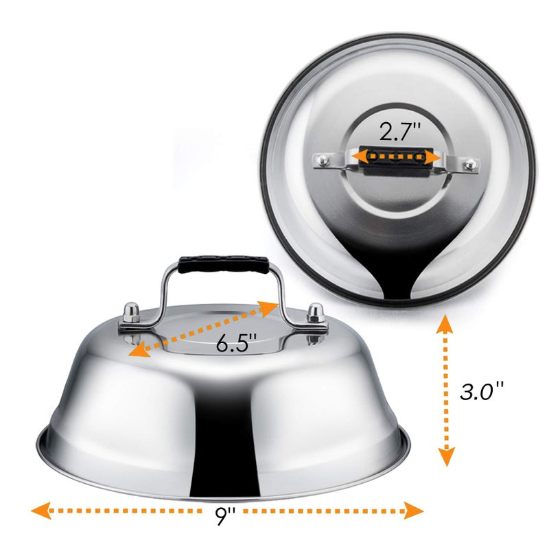 Leonyo 4Pack Cheese Melting Domes, Leonyo 9IN Heavy Duty Stainless Steel Basting Cover for Griddle, Durable Steaming Food Cover Teppanyaki Flat Top Griddle Grill Accessories, Dishwasher Safe - Image 2