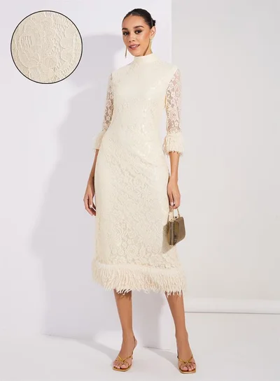 ستايلي فستان ميدي دانتيل بريش