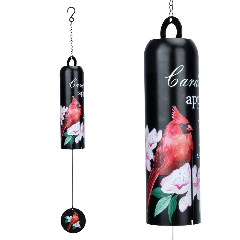 Taman Cardinal Wind Chime - Metal Wind Bell Deep Tone Serenity Mobile Memorial Sympathy Gift For Home  Outdoor  Yard  Patio Garden Decor 28"" Black - Image 1
