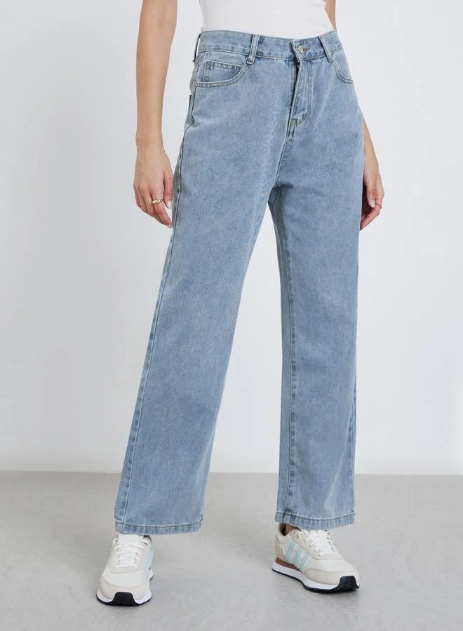 Styli Styli High Rise Wide Leg Jeans