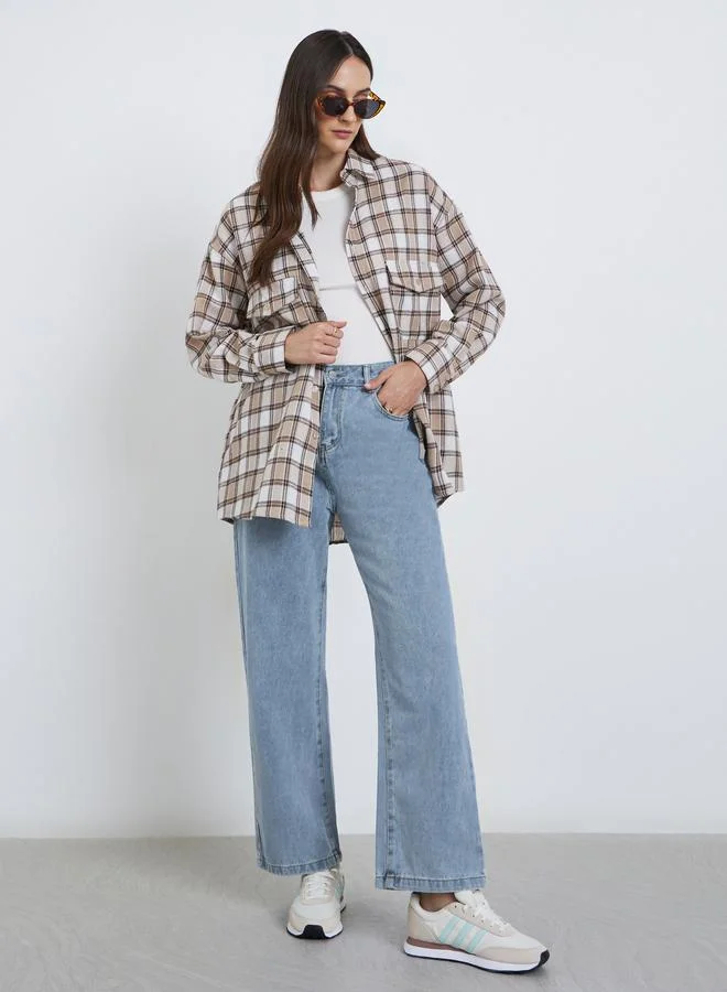 Styli Styli High Rise Wide Leg Jeans