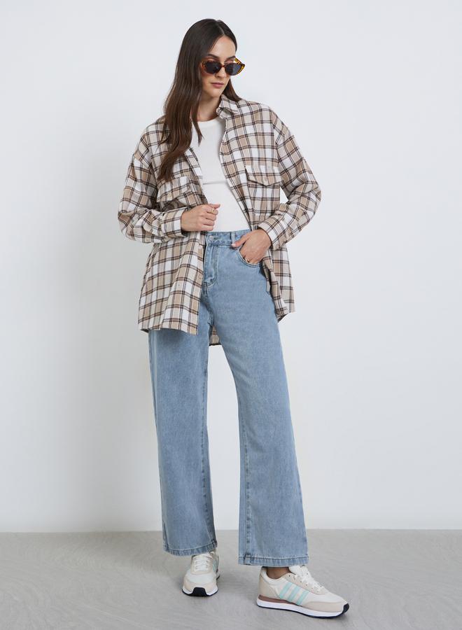 ستايلي بنطال جينز بقصة أرجل واسعة - Image 1