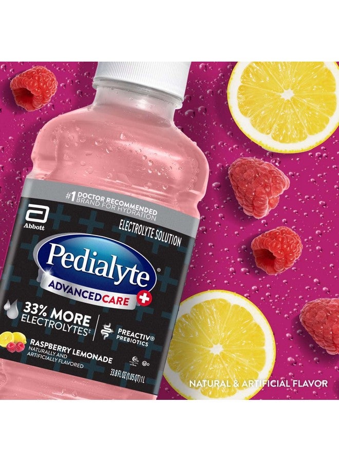 Pedialyte Pedialyte AdvancedCare Plus Electrolyte Hydration Drink | Has 33% More Electrolytes and Has PreActiv Prebiotics | Raspberry Lemonade | 1 Liter, Pack of 4  - Image 2