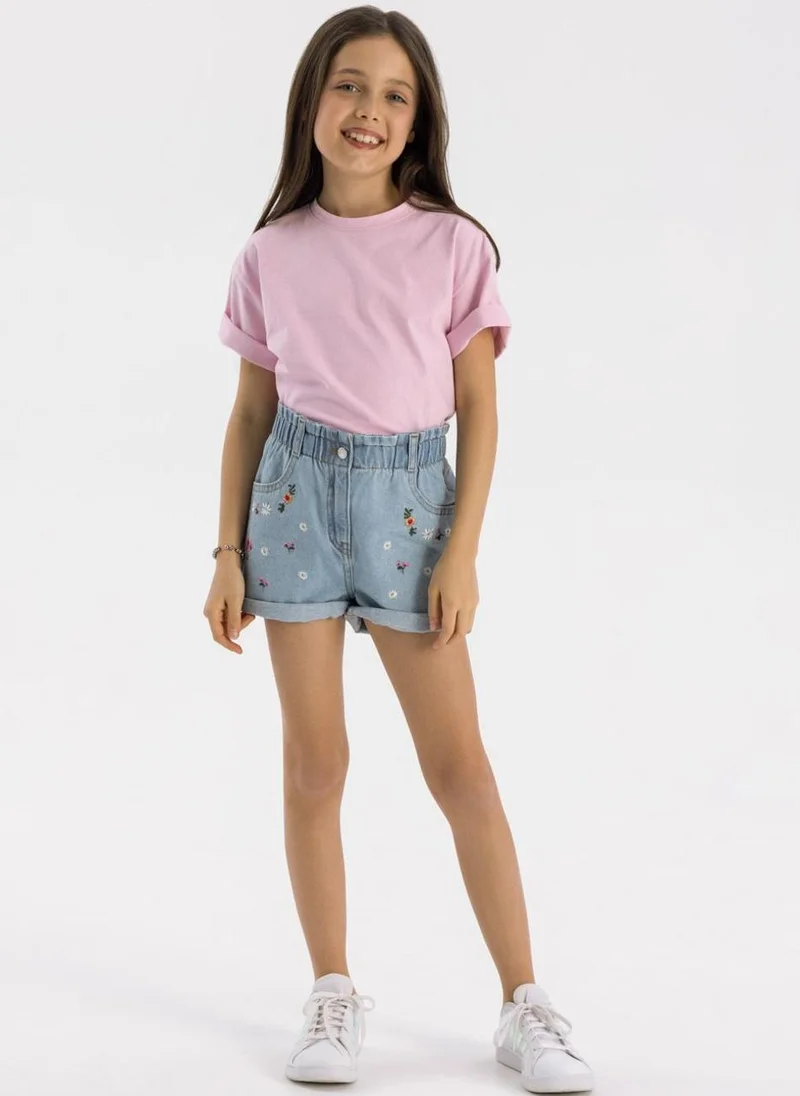 MINOTI Kids Girls Paberbag Waist Denim Shorts