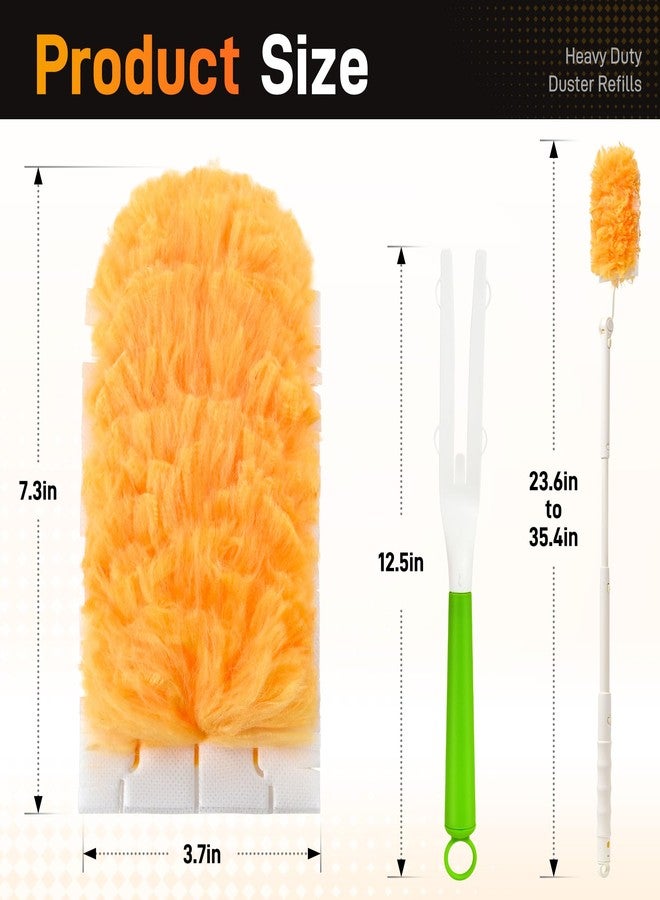 Bvhonwe 30 Pack Heavy Duty Duster Refills for Swiffer Dusters, Multi Surface 360 Dusters,Yellow,1 Handle,1 Upgrade Telescopic Hands - Image 4