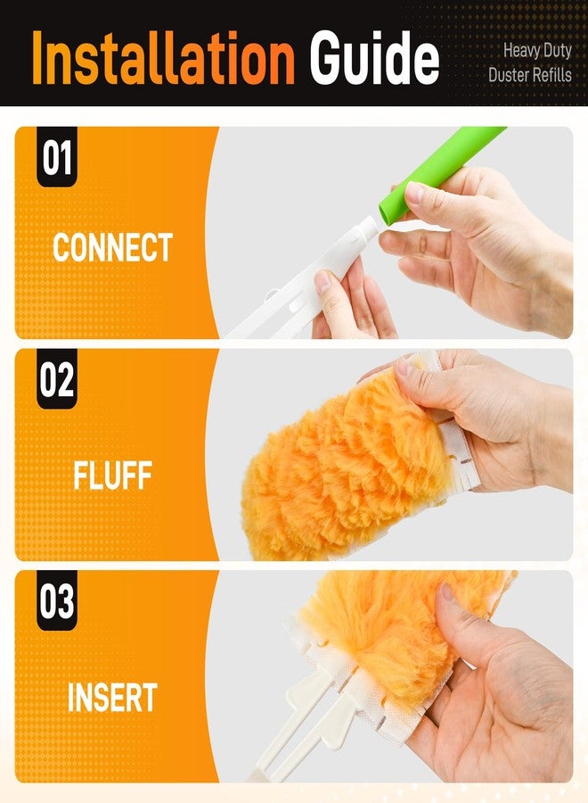 Bvhonwe 30 Pack Heavy Duty Duster Refills for Swiffer Dusters, Multi Surface 360 Dusters,Yellow,1 Handle,1 Upgrade Telescopic Hands - Image 5