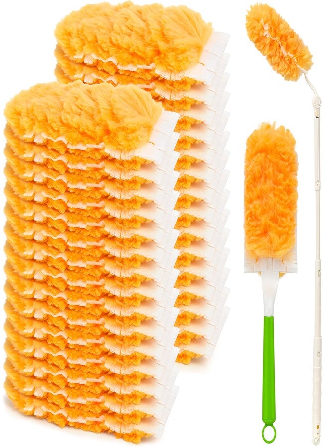 Bvhonwe 30 Pack Heavy Duty Duster Refills for Swiffer Dusters, Multi Surface 360 Dusters,Yellow,1 Handle,1 Upgrade Telescopic Hands - Image 1