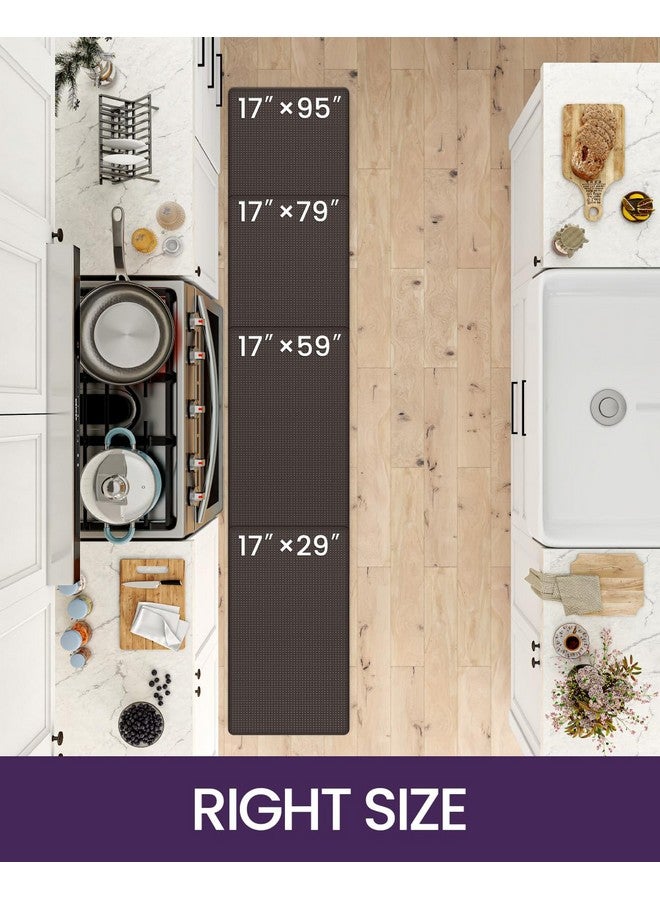 DEXI Kitchen Floor Mats Cushioned Anti Fatigue, 17x95, Long Standing Runner Rug Waterproof, Comfort Memory Foam Padded for Front Sink Laundry, Brown - Image 2