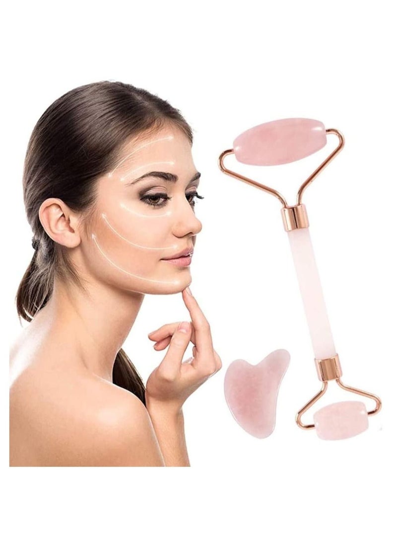 زد جي تي اس مجموعة تحتوي على بكرة من حجر اليشم لتدليك الوجه وحجر الجواشا لبشرة صافية وناعمة وردي - Image 1