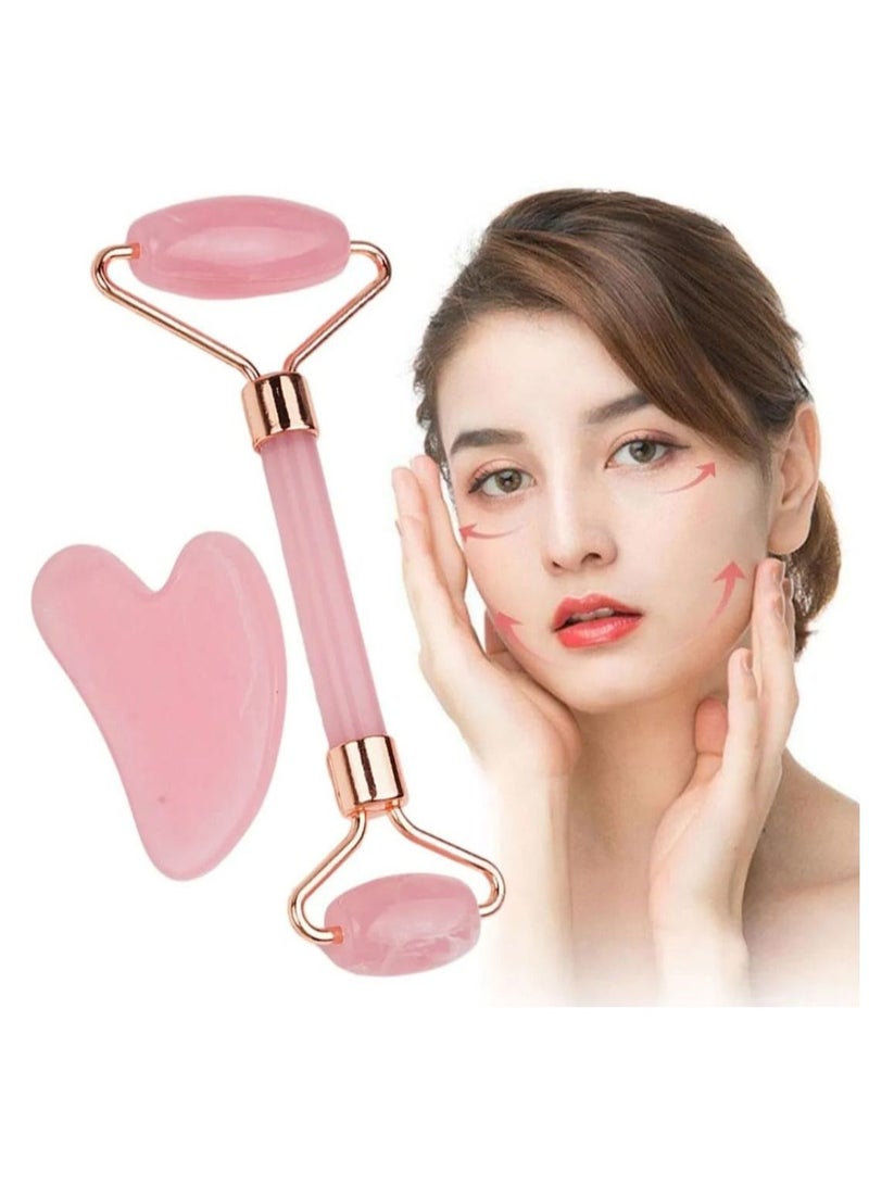 زد جي تي اس مجموعة تحتوي على بكرة من حجر اليشم لتدليك الوجه وحجر الجواشا لبشرة صافية وناعمة وردي - Image 2