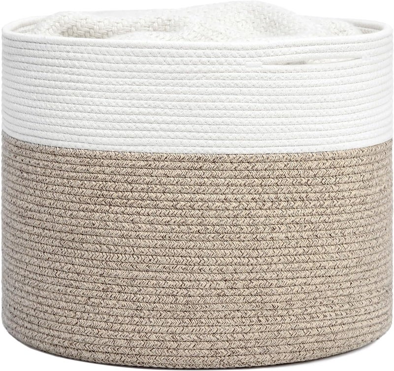 LEAZZOTE Handwoven Cotton Jute Storage Basket, Foldable Jute Case, Wedding Gift Hamper Organiser Box Bedroom Living Room (C-4 [13X15 INCH]) - Image 1