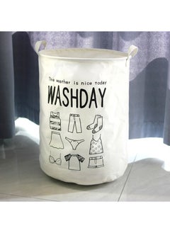 WAOKN 63L Laundry Basket with Handle, Suitable for Laundry Storage Bags, Waterproof and Dustproof Cotton and Linen Material Dirty Clothes Bags, Foldable Toy and Clothing Storage Basket (White)  - Image 2