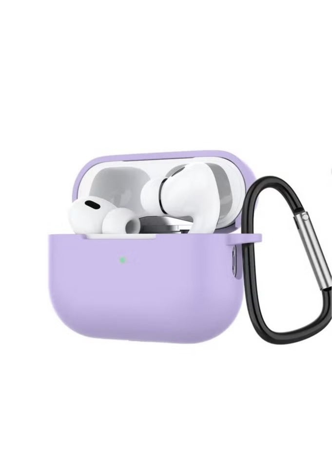 Generic - Soft Silicone Skin Shock-Absorbing Protective Case Cover for Apple Airpods Pro2  2nd Gen with Keychain, Front LED Visible (Light Purple) - Image 1