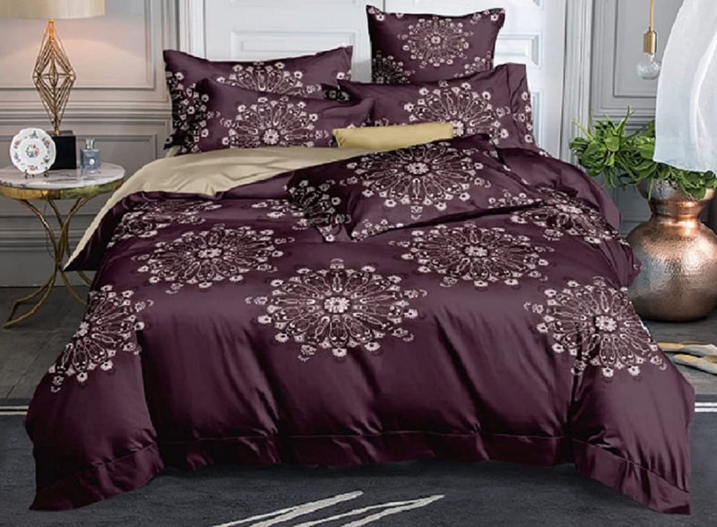 Laying Style™ Microfiber Glace Cotton AC Comforter Set King Size Double Bed with 1 Flat Bedsheet-90x100 inch and 2 Pillow Covers II 4 pc Bedding Set-Multicolor - Image 1